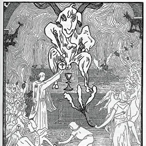 Representation of a black mass according to Ezechiel and Eugene Ventras (Black mass) Drawing by Henry de Malvost from "Satanism and Magic" by Jules Bois 1895 Private collection
