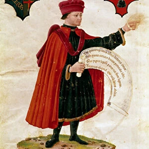 Representation of a notary (miniature, 15th century)