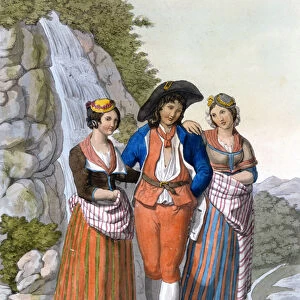 Representation of Vaudois with their clothes. 1820 ca