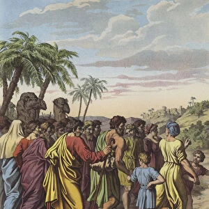 Return of the Israelites from their captivity in Babylon (colour litho)