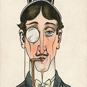 Rich Dandy Wearing a Monocle and Tophat, 1902 (colour litho)