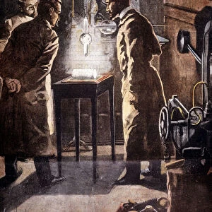 The Roentgen (Rontgen) or X-rays. Discovered in 1895. Illustration representing