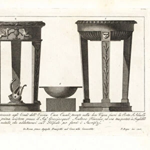 Roman tripods and sacrificial brazier. 1802 (engraving)