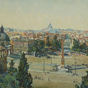 Rome, from The Pincio, Piazza Del Popolo, 1933 (oil on canvas)