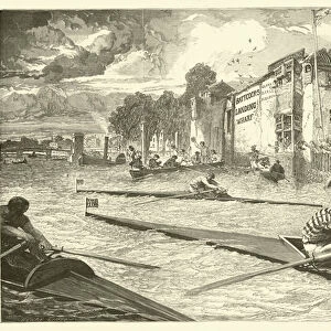 Rowing race on the Thames at Chelsea (engraving)