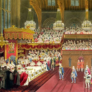 The Royal Banquet, The bringing of the first Course, 19th July 1821 (aquatint)