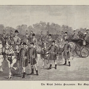 The Royal Jubilee Procession, Her Majesty the Queen in her Carriage drawn by Eight Cream-Coloured Horses (engraving)