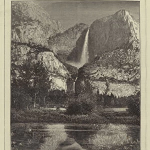 Scenery in the United States, the Yosemite Valley, showing the Great Grizzly Bear Fall, California (engraving)