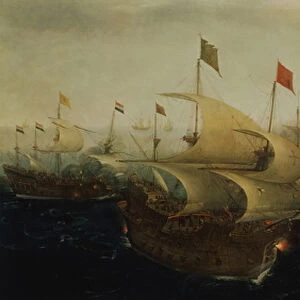 A Sea Action, possibly the Battle of Cadiz, 1596 (oil on canvas)