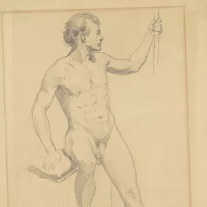 Seated Male Nude, c. 1870-77 (graphite on wove paper)