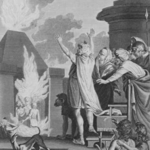 Shadrach, Meshach, and Abednego cast into the Fiery Furnace (engraving)
