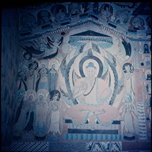 Shakyamuni Buddha preaching, surrounded by Bodhisattvas and Aspareses, Nanbeichao II period