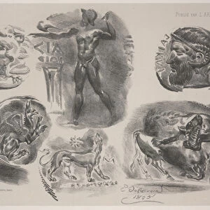 Sheet of Six Ancient Medals, 1825 (litho)