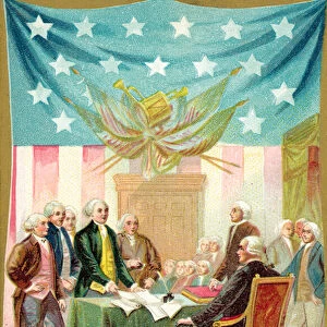 Signing of the Declaration of Independence (colour litho)