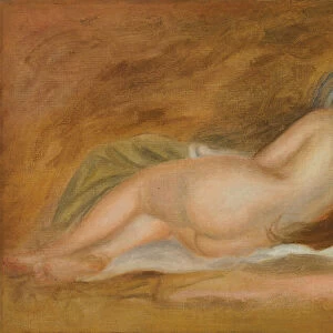 Sleeping Nude, Back View, Ochre Background; Nu Couche, vu de Dos, sur fond Ocre, c