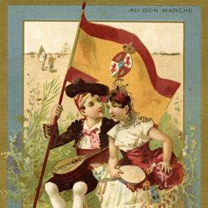 Spanish boy and girl, from a series of illustrations of children from different countries