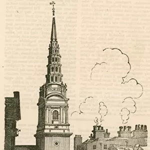 St Brides Church, Fleet Street, London, as it appeared 11 January 1825 (engraving)