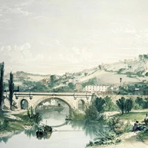 St. James Bridge and Station, Bath (colour litho)
