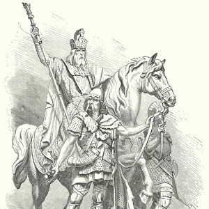 Statue of the Emperor Charlemagne, by Louis Rochet (engraving)