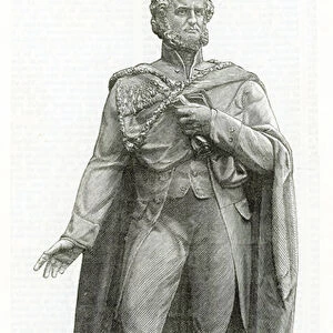 Statue of the late Earl of Derby in Parliament Square, Westminster (engraving)