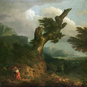 A Storm - Prospero, Miranda and Caliban Spy the Shipwreck, 1778 (oil on canvas)