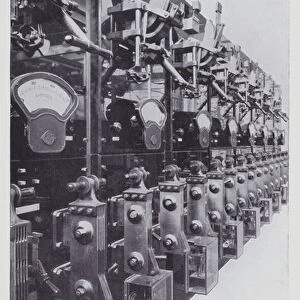 The switch-board that regulates the electric current (b / w photo)