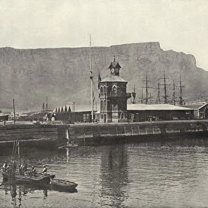 Table Mountain, from the Docks (b / w photo)