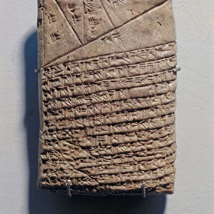 Tablet with fourteen lines of a mathematical text in cuneiform script