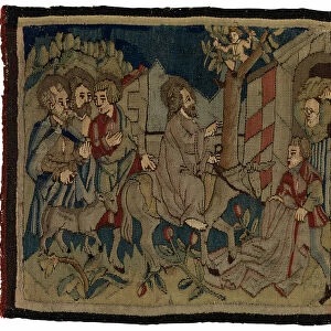 Tapestry panel with scenes from the Passion from an antependium, from Upper Rhineland (wool & linen)