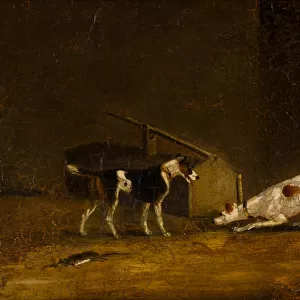 Two Terriers Ratting, c. 1805-51 (oil on panel)