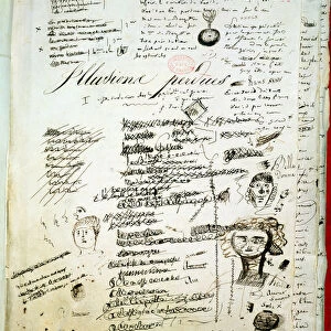 Titlepage of Les Illusions Perdues with annotations by the author, c