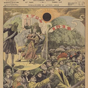Total solar eclipses in 1724 and 1912 (colour litho)