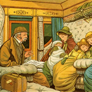 Train travel in 1880s from Paris to Calais by night