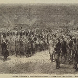 Troops returning to their Quarters after the Arrival of the Empress at the Chalons Camp (engraving)