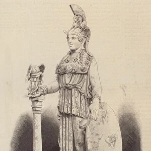 Varvakeion Athena, Roman era statue of the ancient Greek goddess discovered in 1880 (engraving)
