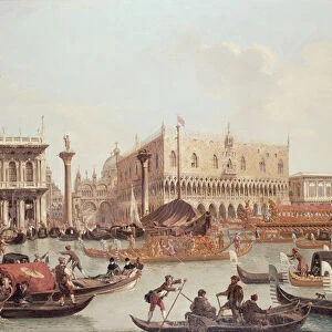 View of the Doges Palace and the Piazzetta, Venice (oil on panel)