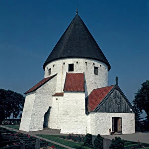 View of the round church St Olaf (Saint Olaf) island of Bornholm Denmark