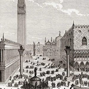 View of St. Marks Square, Venice, Italy (engraving)