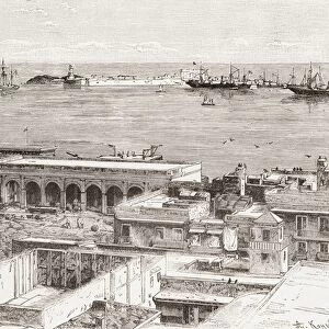 View of Veracruz and the San Juan de Ulua fort, Mexico (engraving)
