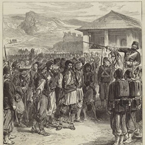 The War in the Herzegovina, Turkish Soldiers bringing in Prisoners (engraving)