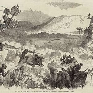 The War in Kaffraria, Kaffirs attacking Infantry in Keiskamma Gorge (engraving)