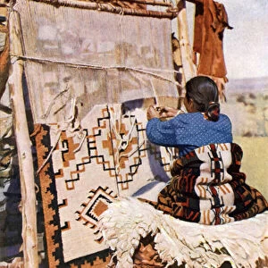 Weaving Navaho blankets (colour photo)