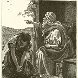 The Wife of Jeroboam visiting the Prophet Ahijah, I, Kings, xiv, 6 (engraving)