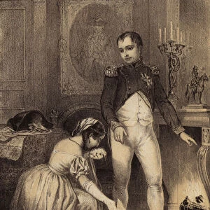 The wife of Prussian general Franz Ludwig von Hatzfeld asking Napoleon to spare her husbands life (litho)