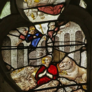 Window depicting Daniel in the Lions Den (stained glass)