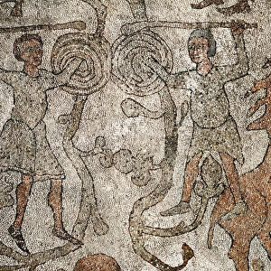 Wrestlers, symbol of Christianity. 1163-1166 (Mosaic, pavement)