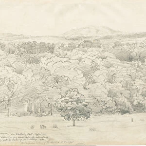 Wrottesley Hall - View of Malvern Hills: pencil drawing, 1820 (drawing)
