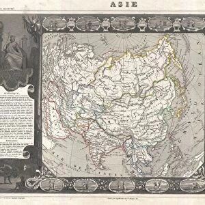 1852, Levasseur Map of Asia, topography, cartography, geography, land, illustration