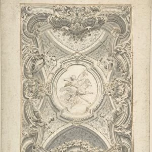 Baroque Ceiling 18th century Pen gray wash 8-1 / 16 x 12-1 / 16