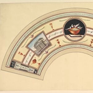 Fan Design Pantheon Colosseum 18th century Watercolor